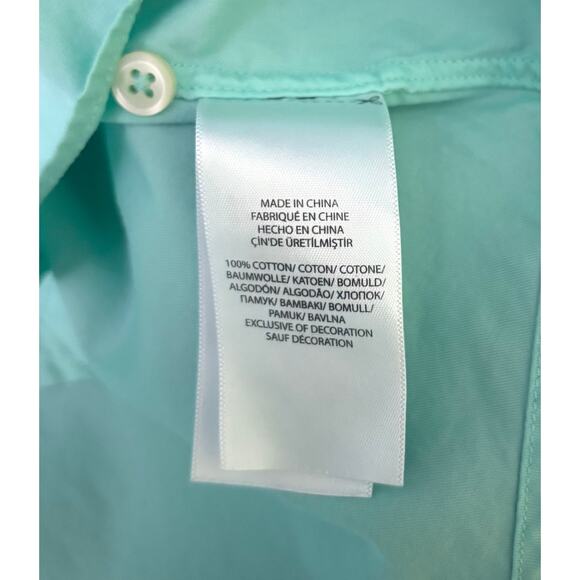 Ralph Lauren Aqua Teal Slim Fit Featherweight Twill Button Down Shirt Men's XL - Picture 7 of 9